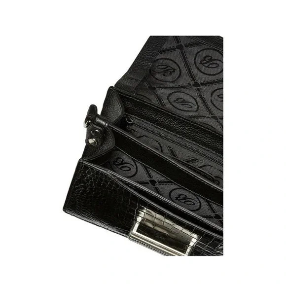 BRIGHTON El Paso LEON Leopard Black Leather Cross Body Bag Handbag - Picture 7 of 8